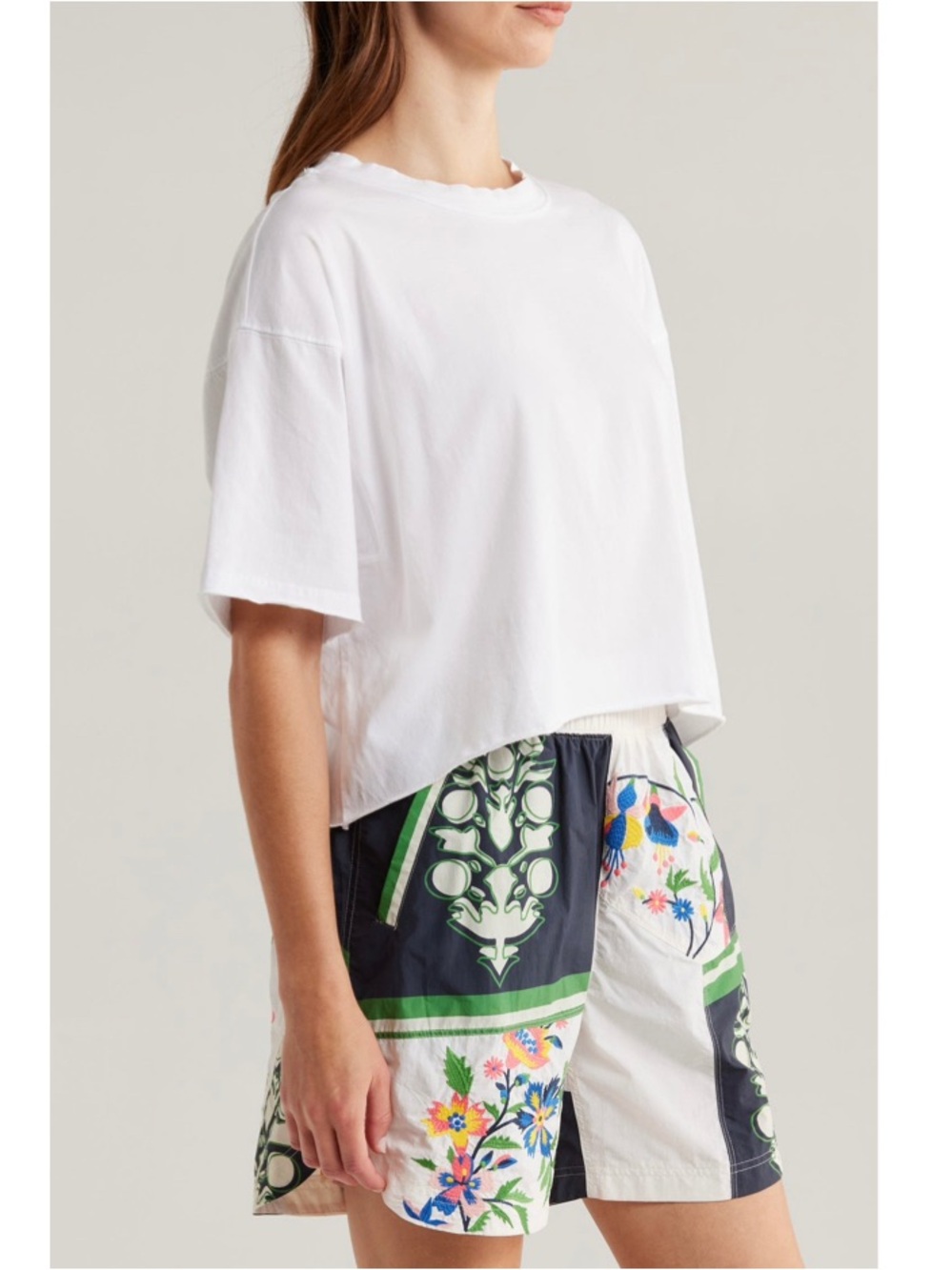 FREE PEOPLE Inspire Boxy Cropped Oversized Short Sleeve White Tee Shirt Size XL - Picture 5 of 16